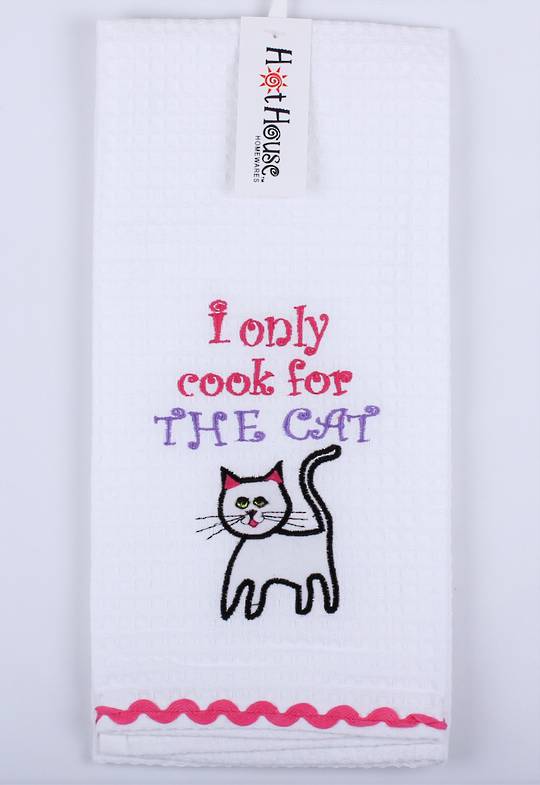 Tea towel "I only cook for the cat"  Code: T/T-GF/CAT.